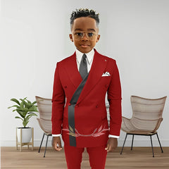 Suit For Boys Fashion Design Double Breasted Blazer Kids Wedding Tuxedo 2 Piece Set Jacket Pants 2-16 Years Old