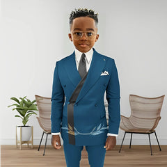 Suit For Boys Fashion Design Double Breasted Blazer Kids Wedding Tuxedo 2 Piece Set Jacket Pants 2-16 Years Old