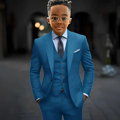 Dark Grey High Quality Boy Suits Slim Fit Single Breasted Peak Lapel Elegant Boy 3 Piece Jacket Pants Vest Kids Sets