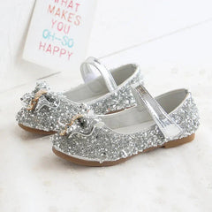 Fashion Girls Shoes Kids Flats Shoes Sequins Rhinestone Princess With Butterfly-Knot Flats Shoes For Students SHOWLU FASHION STORE