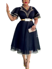 African dashiki Ankara midi dress by SHOWLU FASHION STORE, showcasing vibrant patterns and elegant plus size gown design.