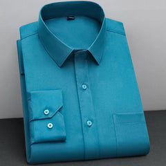 BAMBOOPLE New Fashion Non-iron Shirt Anti-wrinkle Classic Solid Business Casual Soft Wear Long Sleeve Shirts for Men AEchoice