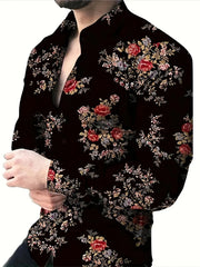 2025 New Men's Casual Street Printed Shirt Fashion Casual Spring and Autumn Long Sleeve Collar Shirt Top