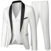 High Quality luxury Retro carving Party Dress Slim Fit Tuxedo Prom Suit Fashion white Male Groom Wedding three-piece