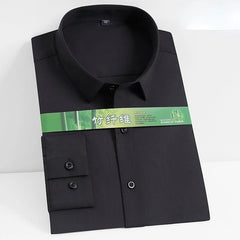 Bamboo Fiber Men's Shirt Long Sleeve Stretch Free Care Comfort Soft Business Professional Formal White Dress Shirts for Men 8XL