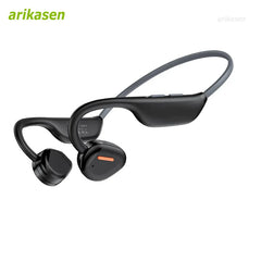 Arikasen black open-ear wireless sports headphones with a flexible neckband design.