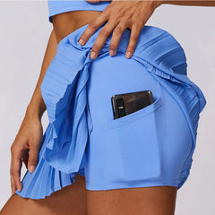 Tennis Skirts Pocket Women Golf Pleated Pantskirt Sports Fitness Shorts Tights High Waist Yoga Running Shorts Skirt Gym Clothing
