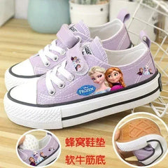 Disney Children's Canvas Shoes frozen elsa Low top Girls sport Shoes PU Autumn Breathable Non slip Casual Shoes SHOWLU FASHION STORE