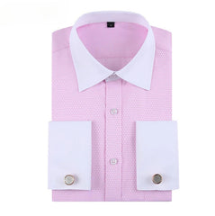 Quality & Gentle Formal Mens French Cuff Dress Shirt Men Long Sleeve Solid Striped Style Men's Shirts Cufflink Include Plus Size