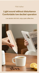 Portable Mini Electric Milk Frother Handheld 3-Speed Rechargeable