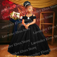 Princess Royal Blue Flower Girl Dresses For Wedding Customized Beaded Tulle Toddler Girls Pageant Dress Kids Formal Wear