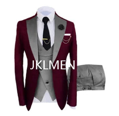 New Costume Slim Fit Men Suits Slim Fit Business Suits Groom Black Tuxedos for Formal Wedding Suits Jacket Pant Vest 3 Pieces
