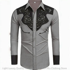 20 -color men's shirt long -sleeved shirt retro western denim big size loose cardigan long -sleeved casual shirt soft fabric