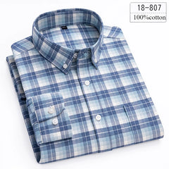 Luxury High-Quality 100% Cotton Houndstooth Full Shirts for Men Slim Fit Casual Shirt Long-Sleeve Plaid Soft Designer Clothes Ro