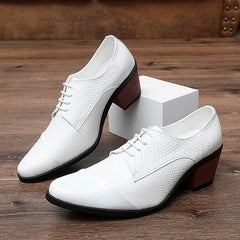 Men's Leather Shoes Banquet Dress Shoes Formal Occasions Men's Business Leather Shoes Office Red High Heels Pointed Shoes
