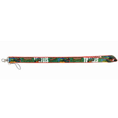 A Teenage Mutant Ninja Turtles lanyard featuring a green pattern with character graphics.