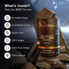 Pure Himalayan Shilajit Gummies, 3000 Mg Gold Grade Shilajit with Ashwagandha, Gokshura for Energy and Immune Support