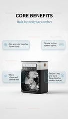 Portable USB Air Cooler Fan 3-Speed Mini Water Mist Humidifier LED Desktop Cooling Fan