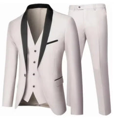 High Quality luxury Retro carving Party Dress Slim Fit Tuxedo Prom Suit Fashion white Male Groom Wedding three-piece