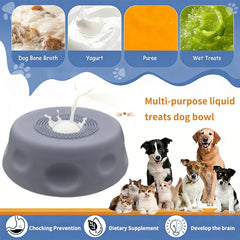 Slow Feeder Dog Bowls for Liquid Treat, Anti-Slip【Entertained Ball-in】 Bone Broth Dog Lick Bowl,Pet Licking Bowls