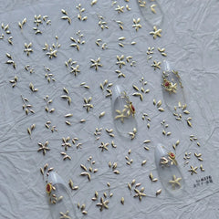 Elegant Gold Scepter 5D Nail Art Stickers Gorgeous Gemstone Luxury Courtly Pattern Necklace Frame Self Adhesive Manicure Decals
