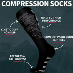 1 Pair Compression Sports Socks for Women and Men - Calf Support Socks for Running Nurses Flight Pregnancy Circulation Athletic SHOWLU FASHION STORE