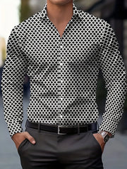 2025 Men's Checked Long-sleeved Shirt Casual Fitted Button Shirt High-end Striped Design Shirt Men's Fashionable Clothing Top
