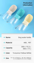 Portable Dog Water Bottle Dispenser Leak Proof Travel Bowl