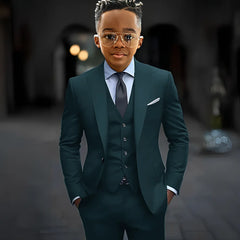 Dark Grey High Quality Boy Suits Slim Fit Single Breasted Peak Lapel Elegant Boy 3 Piece Jacket Pants Vest Kids Sets