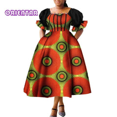 African Style Dresses for Women Puff Sleeve High Waist Gowns Ankara African Dress Princess Dress Robe Africaine Femme WY9970 SHOWLU FASHION STORE