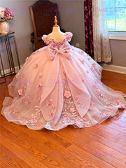 New Quality Flower Girl Dress with Exquisite Applique Dresses for Girls Wedding with Ruffles Sparkly Ball Gown Dress for Girls