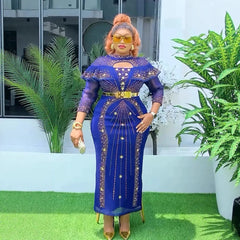 Elegant African Dresses for Women 2025 New Africa Clothing Plus Size Evening Wedding Party Long Dress Dashiki Ankara Outfit Robe