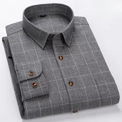 plus size 7xl 100%cotton long sleeve shirts for man slim fit formal plian shirt soft plaid casual tops striped office clothes