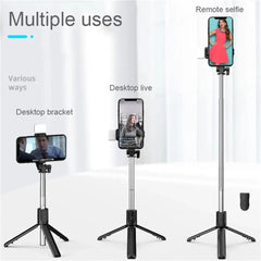 Phone Selfie Stick Tripod Bluetooth Remote Wireless Selfi Stick Phone Holder With Beauty LED Fill Light For Phone Live Streaming