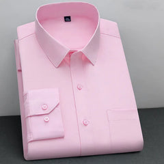 BAMBOOPLE New Fashion Non-iron Shirt Anti-wrinkle Classic Solid Business Casual Soft Wear Long Sleeve Shirts for Men AEchoice