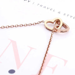 2024 New Valentine's Day Gift Double Heart Bracelets for Women Custom Engraved Name Steel Bracelets Eternal Rose Box Wedding Box SHOWLU FASHION STORE