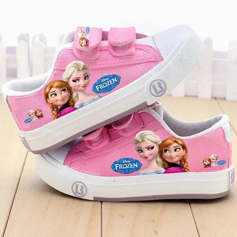 Disney Children's Canvas Shoes frozen elsa Low top Girls sport Shoes PU Autumn Breathable Non slip Casual Shoes SHOWLU FASHION STORE