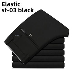Men's Travel Dress Pants Stretch, No Iron Required Business Trousers, British Classic Slim Fit Lightweight Office Work Pants