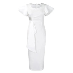 Elegant Pure Color African Style Wrap Dress D3310 New Fashionable Transoceanic Dress with Lace Trim Elegant African Dress