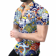 2023 New High Quality Hawaiian Baroque Short Sleeve 3D Printed Men's Shirt SHOWLU FASHION STORE