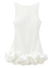 White Short Dress Women's Ruffle Backless Party Dresses Black Red Sleeveless Bodycon Mini Dress Woman Summer Sexy Vestidos 4SY9