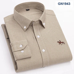 Plus size 6XL 100%cotton korean fashion long-sleeve shirts for men slim fit formal plain shirt striped houndstooth plaid clothes SHOWLU FASHION STORE