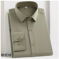 Bamboo Fiber Men's Shirt Long Sleeve Stretch Free Care Comfort Soft Business Professional Formal White Dress Shirts for Men 8XL