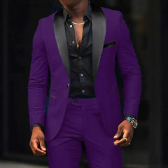 Men's New Fashion Business Casual Two-piece, Comfortable and Breathable Slim-fit Side Slit Single-button Suit Jacket+trousers