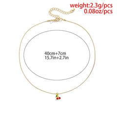 Boho Sweet Simple Clavicle Collar Women 2022 Gold Color Metal Cherry Pendant Romantic Necklaces Girls Gift Fashion Jewelry