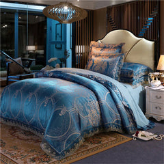 Nordic Satin Jacquard Duvet Cover Set Luxury Flower Bedding Set Adlut Quilt Cover Pillowcases Sheet Twin Queen King Home Texiles SHOWLU FASHION STORE