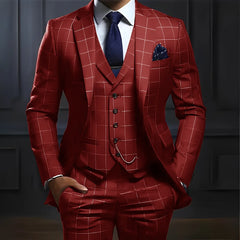Plaid Men's suit 3 piece Suit Formal Business Work Clothes Party Groom Wedding Tuxedo Custom Color XS-5XL Suit Men