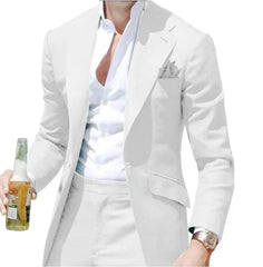 Costumes Pour Hommes Peak Collar Men Suits Notched Green Slim Fit Blazers Jackets Pants 2PCS Causal Business Wedding Groom Wear