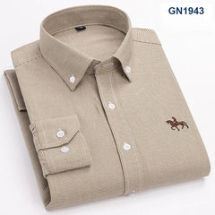 Plus size 6XL 100%cotton korean fashion long-sleeve shirts for men slim fit formal plain shirt striped houndstooth plaid clothes SHOWLU FASHION STORE