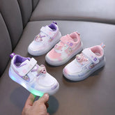 Disney Kids Girls Shoes Children Sneakers Girls Elsa Frozen Princess Casual Sport Student Shoes LED Lights Shoes Size 21-30 SHOWLU FASHION STORE